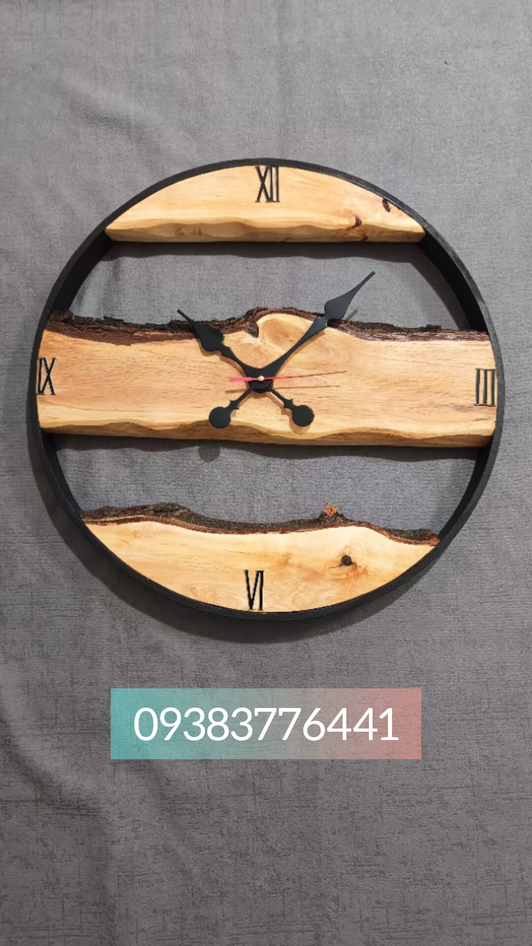 ساعت چوبی روستیک سایز ۶۰ با چوب توسکا
